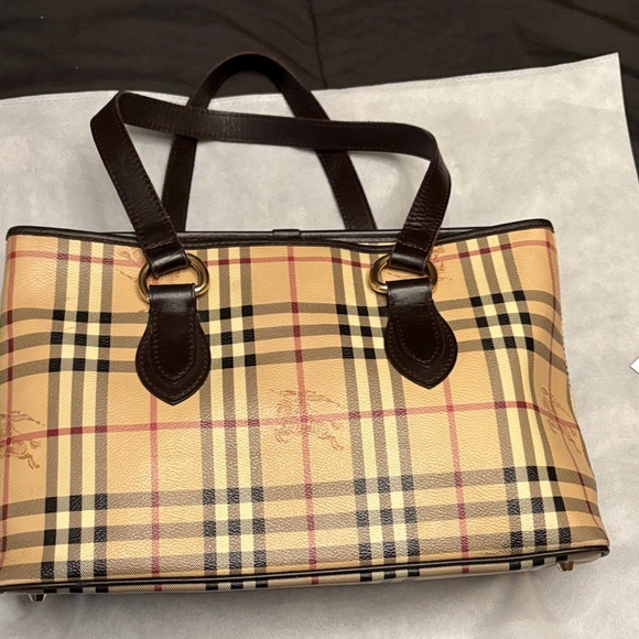 Burberry Beige and Black Plaid Handbag - Picture 1 of 8